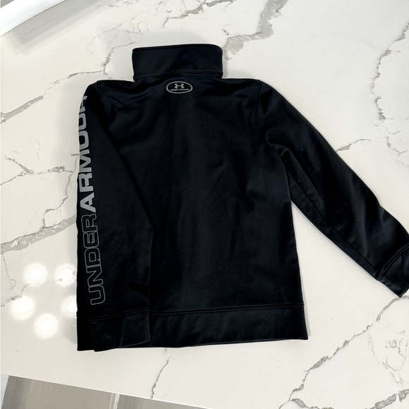 Youth Under Armour full zip up top size small, black with gray lettering. - Picture 2 of 3